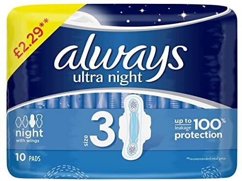 Always Ultra Night Size 3 Sanitary Towels with Wings, 40 Pads