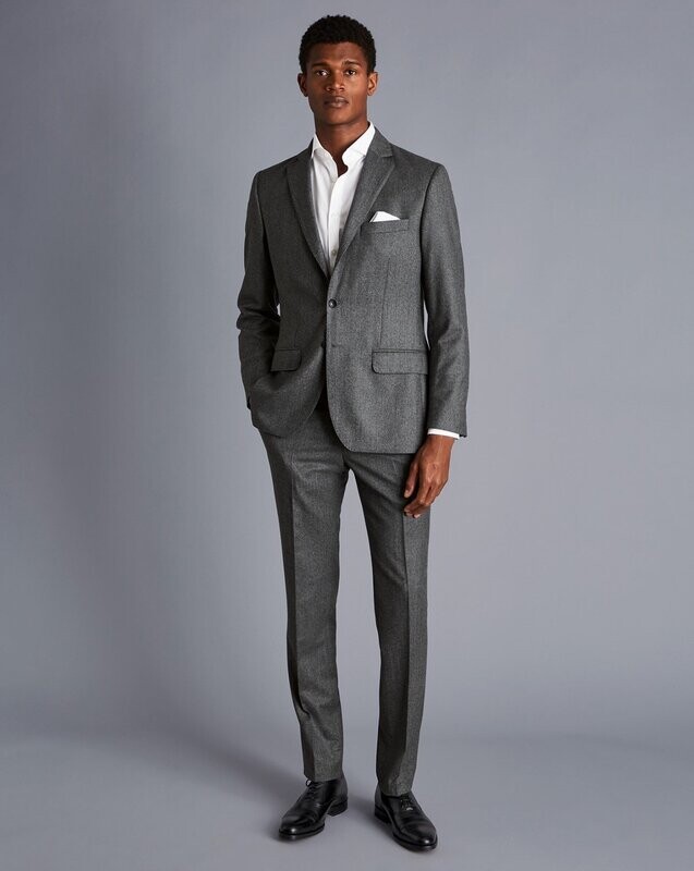 Italian Luxury Stretch Flannel Suit - Grey