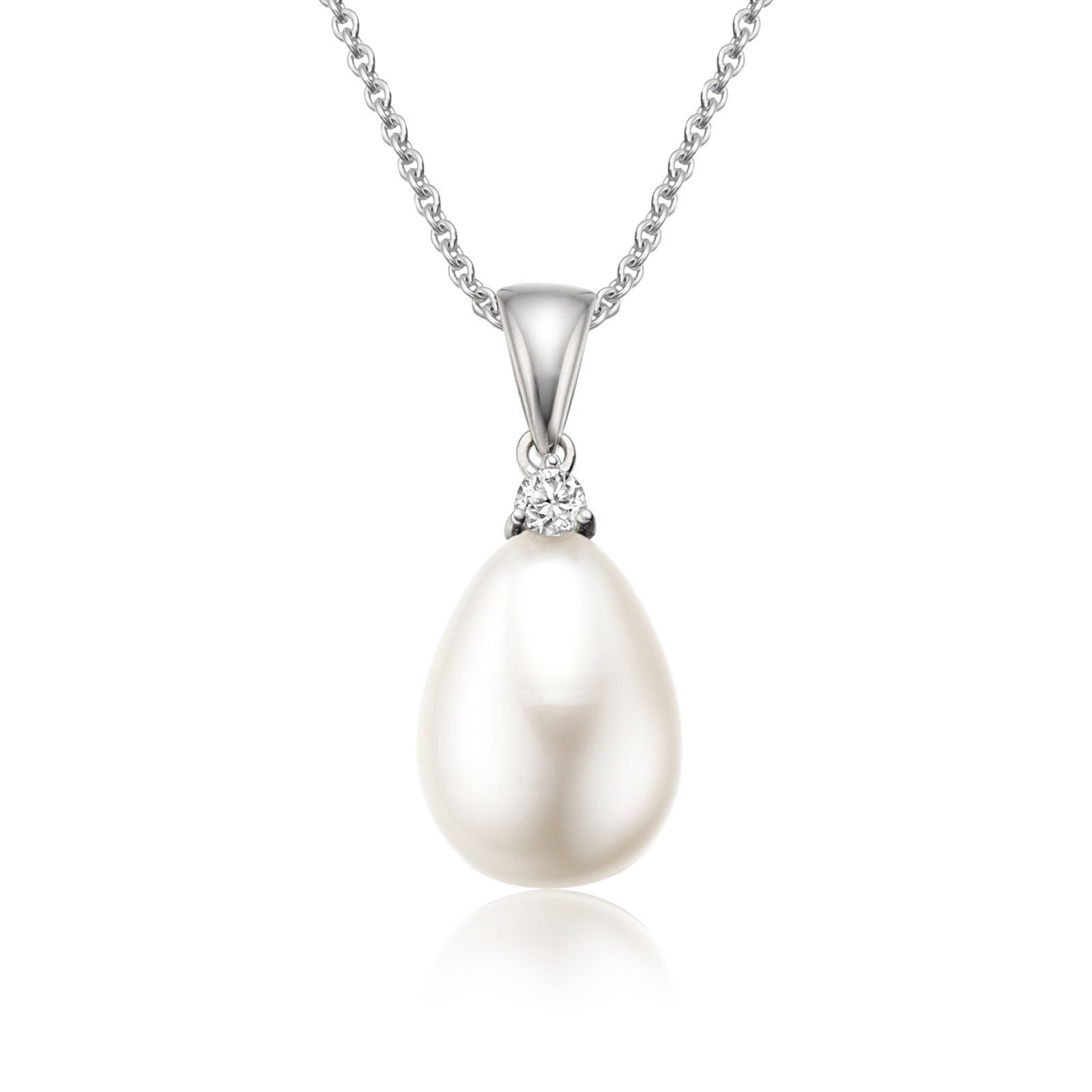 9mm Cultured Freshwater White Pearl Pendant, 18ct Yellow Gold