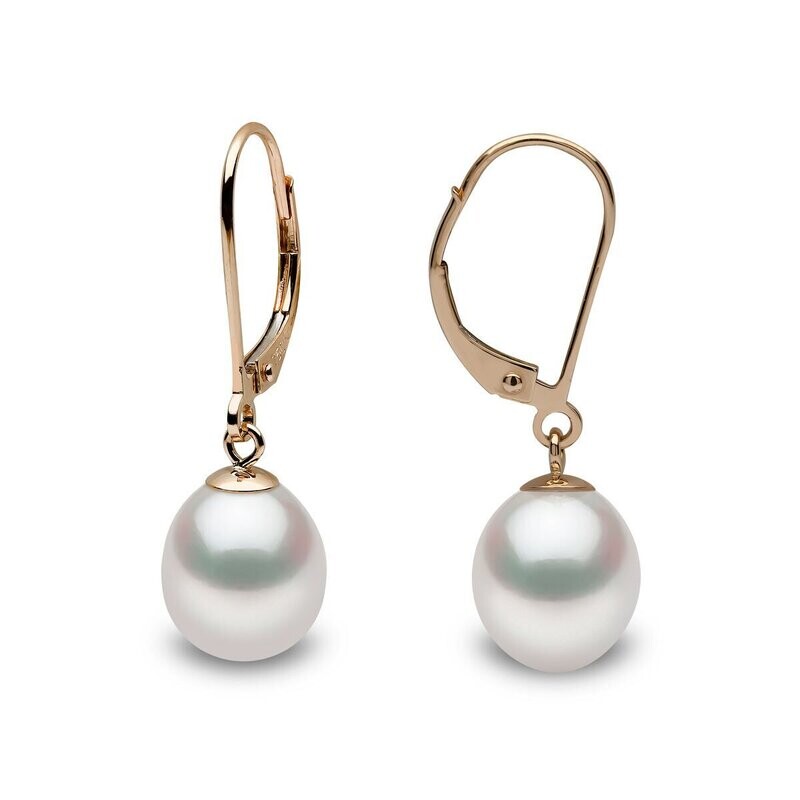 9mm Cultured Freshwater White Pearl Earrings, 18ct White Gold