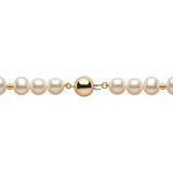 7.5-8mm Cultured Freshwater White Pearl and Gold Bead Bracelet, 18ct Yellow Gold