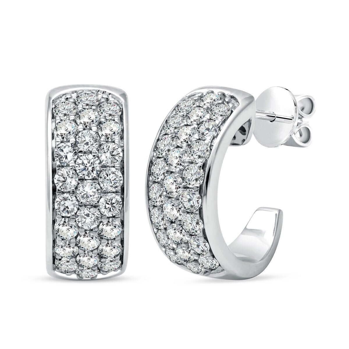 1.50ctw Round Brilliant Cut Diamond Hoop Earrings, 14ct White Gold