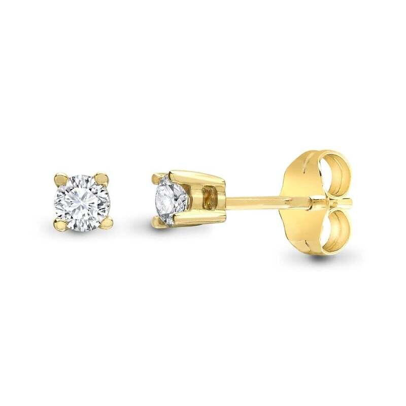 0.50ctw Round Brilliant Cut Diamond Stud Earrings, 18ct Yellow Gold