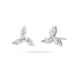 0.90ctw Round Brilliant Cut Diamond Flower Stud Earrings, 14ct White Gold