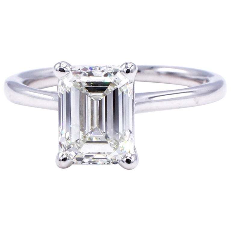 2.03ct Emerald Cut Diamond Solitaire Ring, Platinum