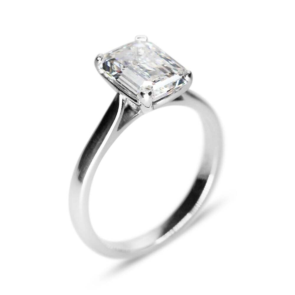 2.03ct Emerald Cut Diamond Solitaire Ring, Platinum