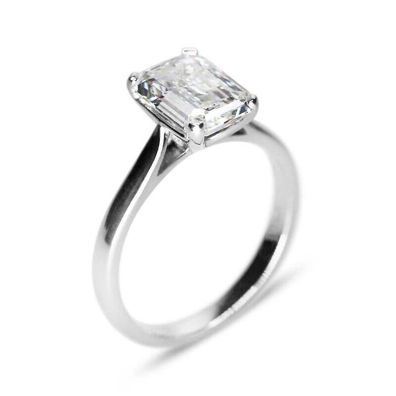 2.03ct Emerald Cut Diamond Solitaire Ring, Platinum