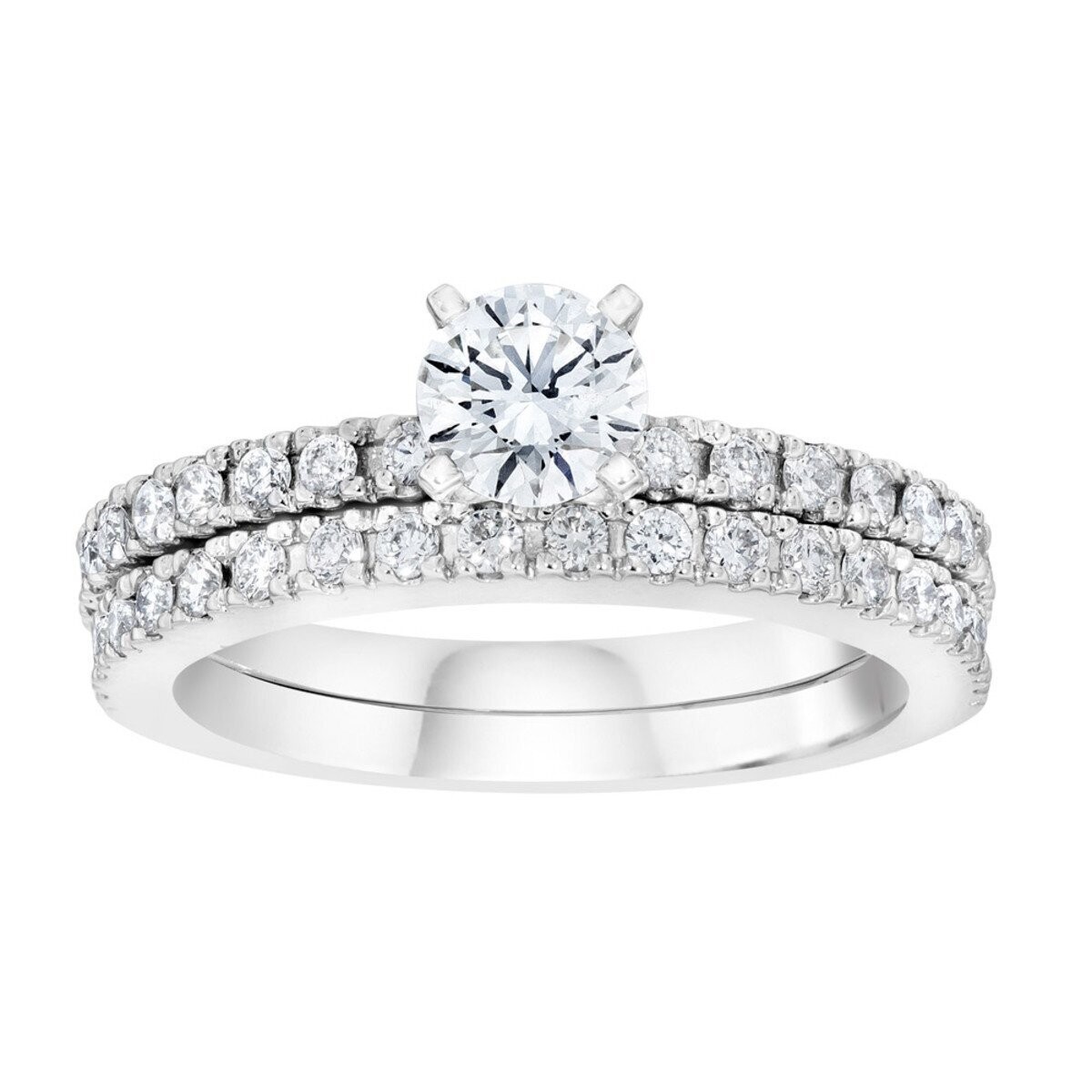 1.40ctw Round Brilliant Cut Diamond Wedding Ring Set, Platinum