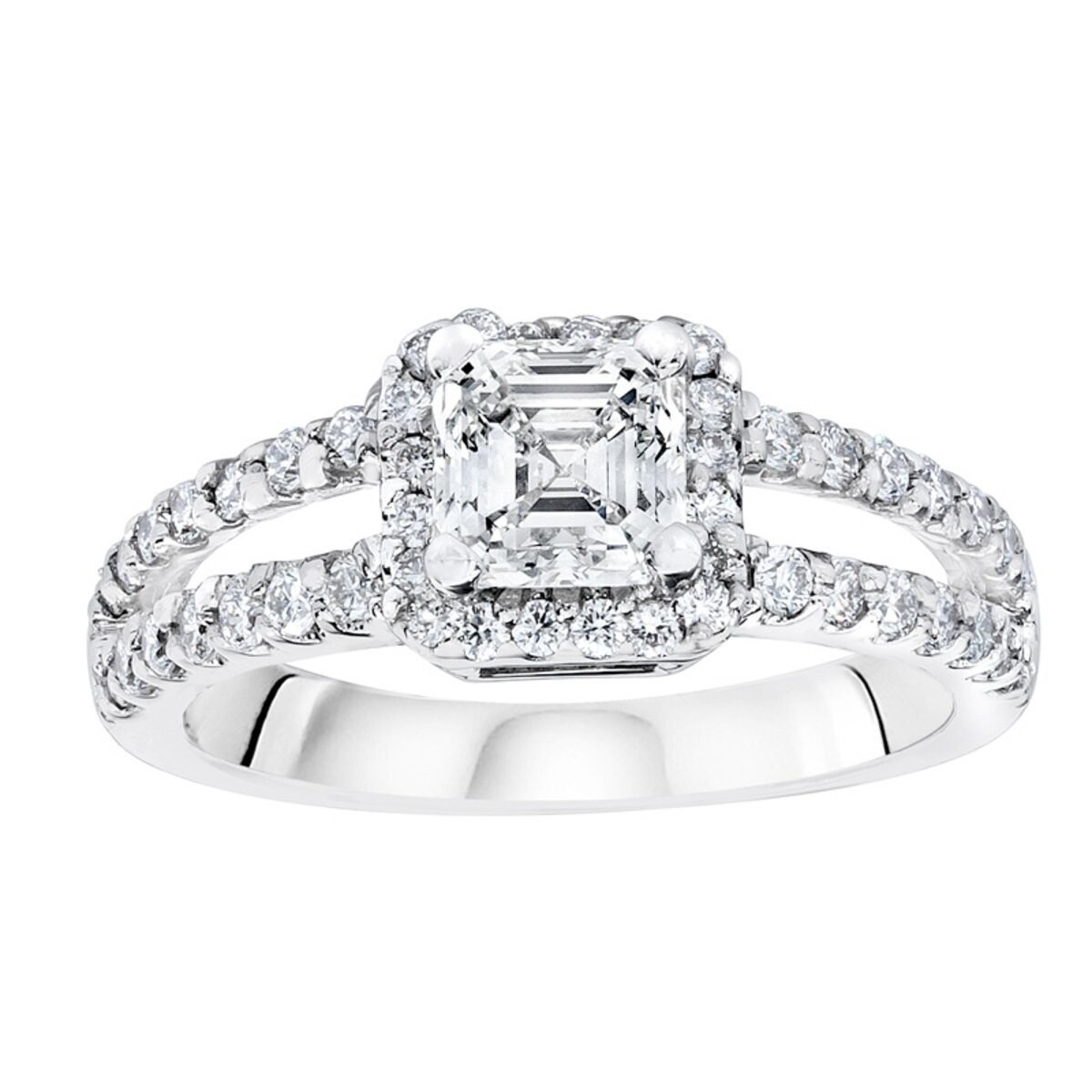 1.57ctw Asscher Cut Halo Ring, 18ct White Gold