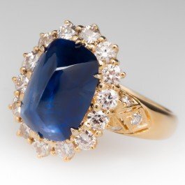 Blue Sapphire and 0.67ctw Round Brilliant Cut Diamond Ring, 18ct Yellow Gold