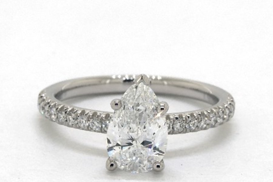 1.0ct Pear Cut Diamond Solitaire Ring, Platinum