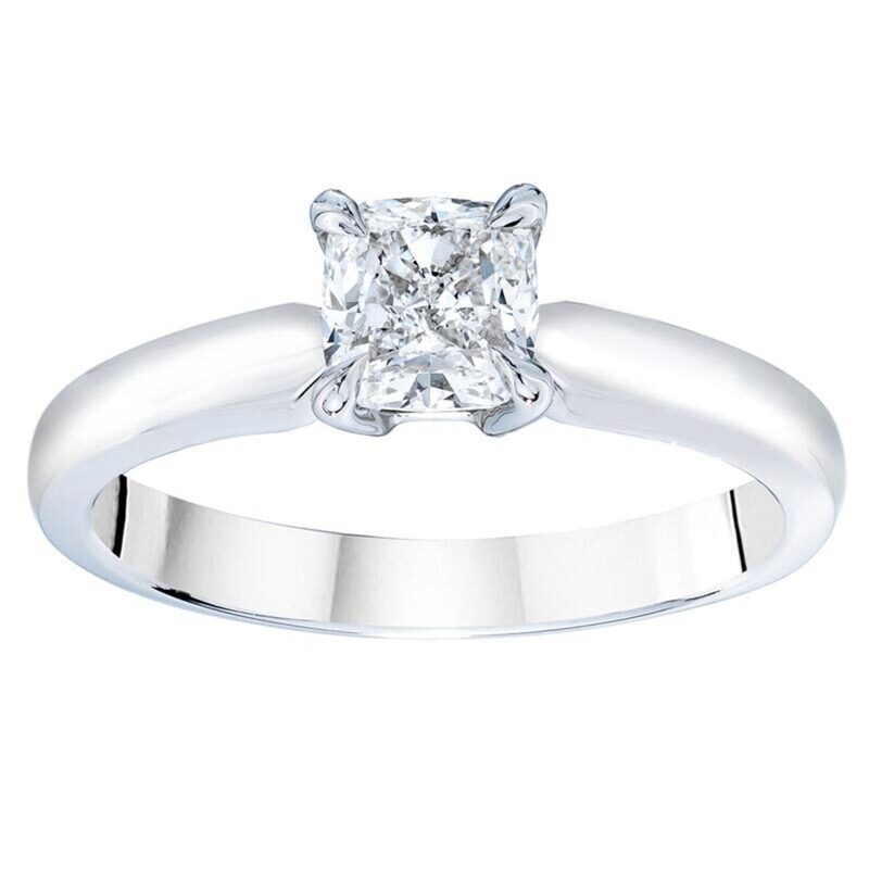 1.00ct Cushion Cut Diamond Solitaire Ring, Platinum