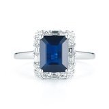 Blue Sapphire with 0.65ctw Diamond Ring, 18ct White Gold