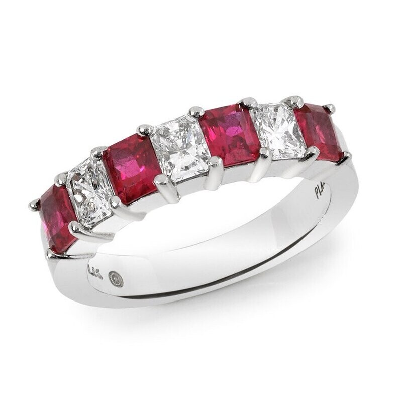 Oval Cut Ruby & 0.65ctw Diamond Ring, Platinum