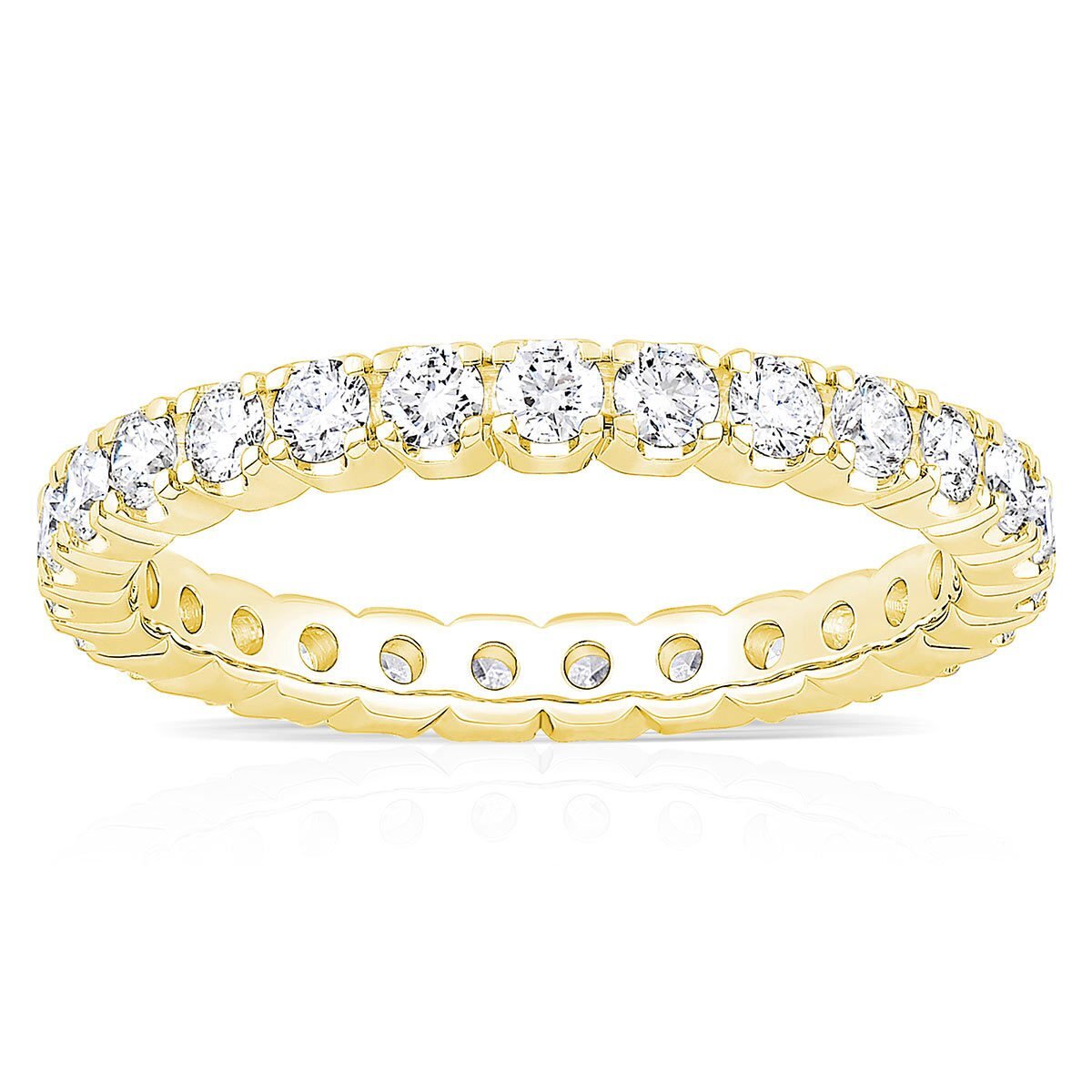 1.00ctw Round Brilliant Cut Claw Set Eternity Ring, 18ct Yellow Gold in 6 Sizes