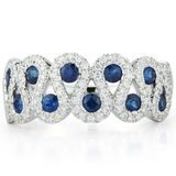Round Blue Sapphire and 0.41ctw Diamond Ring, 18ct White Gold