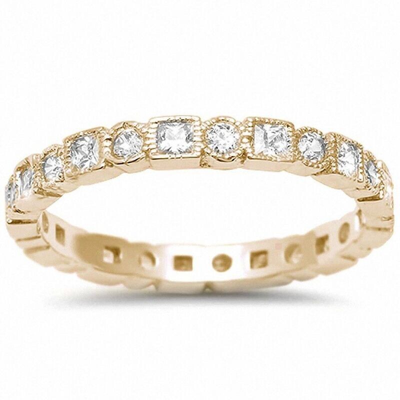 1.00ctw Round Brilliant Cut Claw Set Eternity Ring, 18ct Yellow Gold in 6 Sizes