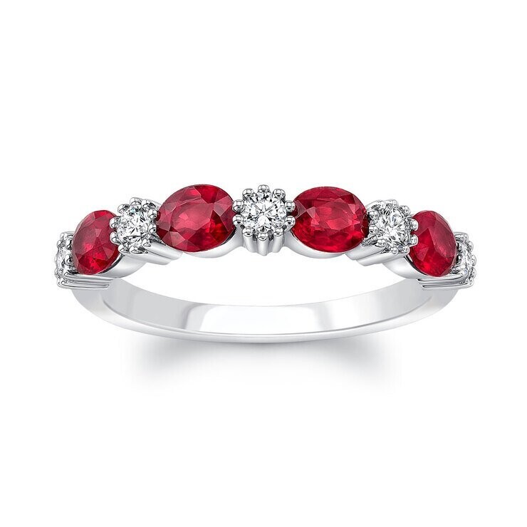 Ruby & 0.25ctw Diamond Ring, 18ct White Gold
