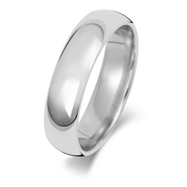Gents 5mm Flat Court Wedding Band in Platinum, Size P