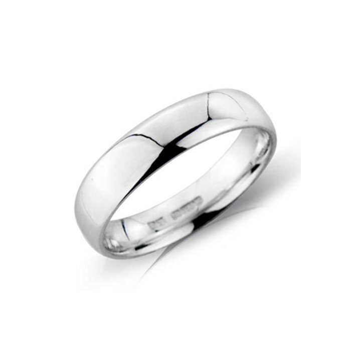 Gents 5mm Court Wedding Band, Platinum in 3 Sizes