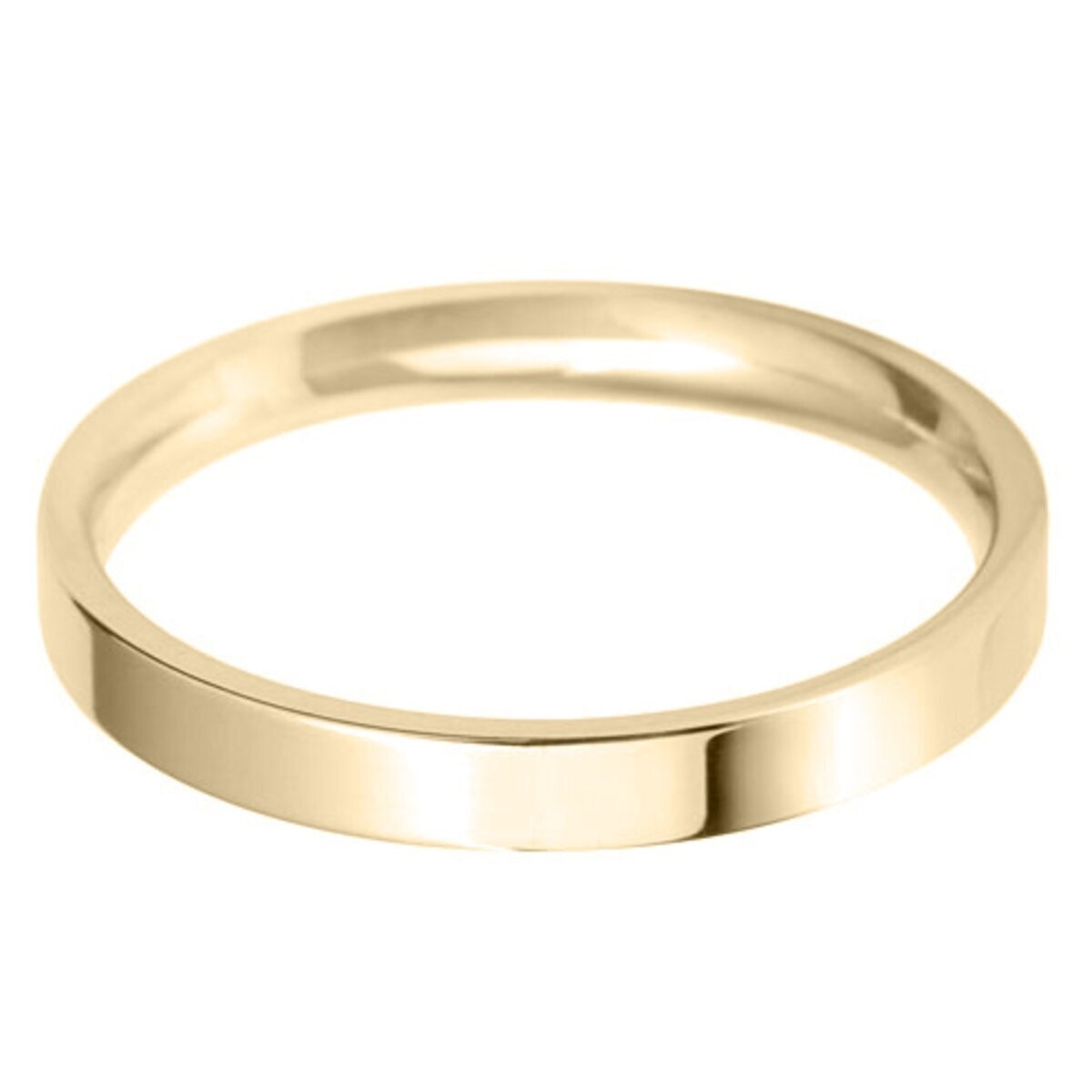 Ladies 2.5mm Flat Court Wedding Band in 18ct Yellow Gold in 2 Sizes