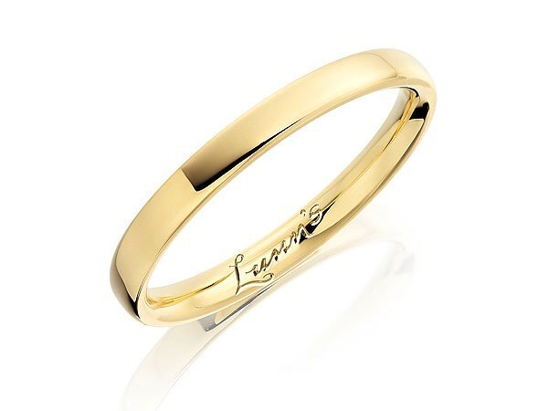 Ladies 2.5mm Flat Court Wedding Band in 18ct Yellow Gold in 2 Sizes
