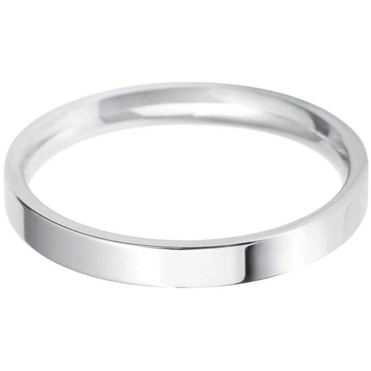 Ladies 2.5mm Flat Court Wedding Band, 18ct White Gold in 3 Sizes