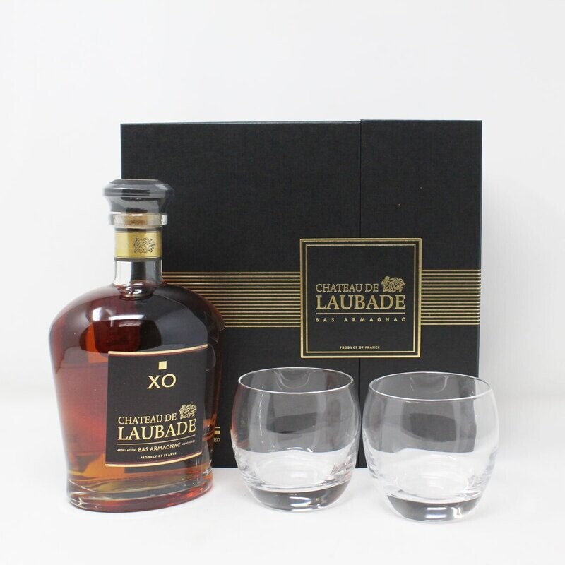Château De Laubade XO Armagnac Coffret Gift Set, 70cl with 2 Glasses
