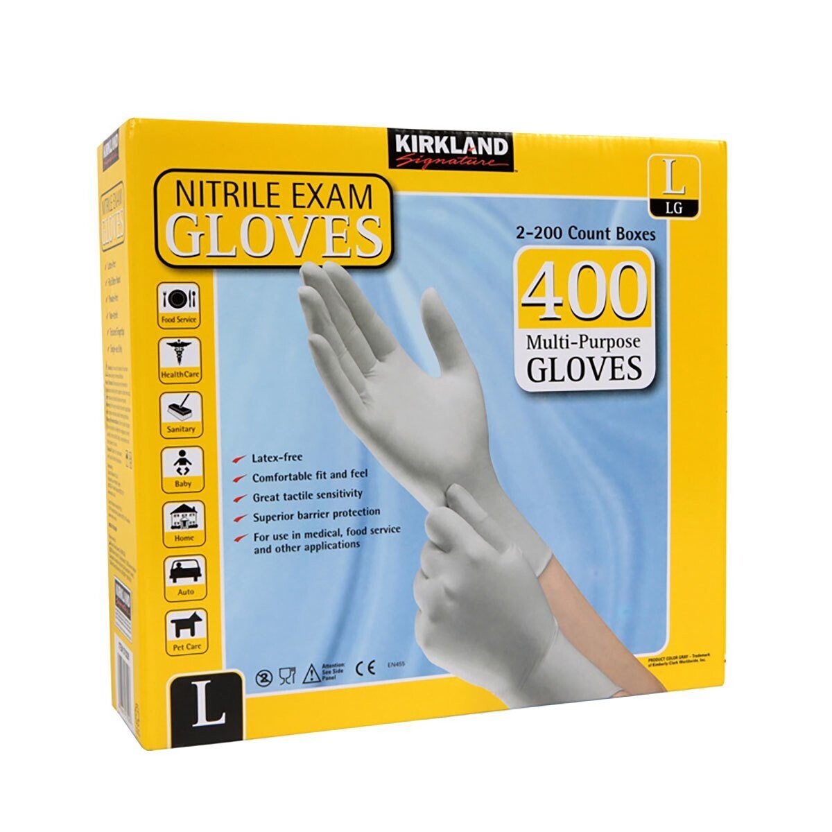 Kirkland Signature Large Nitrile Gloves, 2 x 200pk