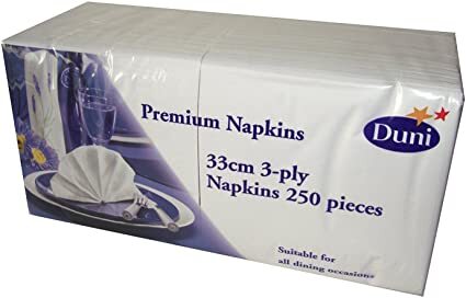 Duni Premium 33cm 3-Ply White Paper Napkins, 250 Pack