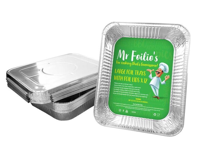 Jena 12 Pack Large Foil Trays & Lids