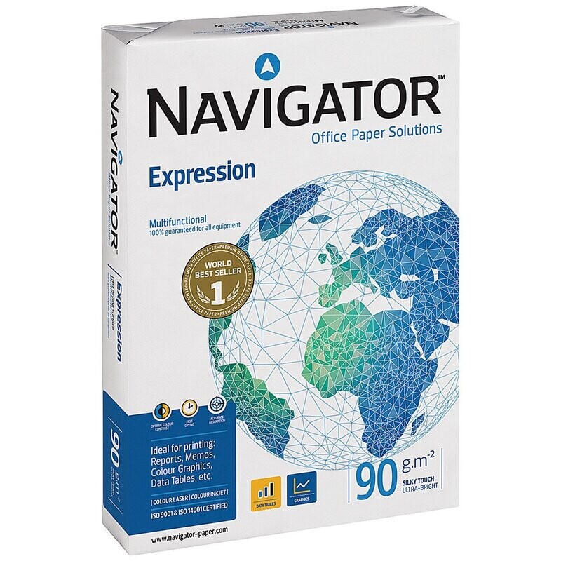 Navigator Expression A4 Extra Smooth Inkjet Paper, White, 90gsm, Ream (500 Sheets)