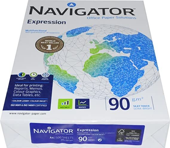 Navigator Expression A4 Extra Smooth Inkjet Paper, White, 90gsm, Ream (500 Sheets)