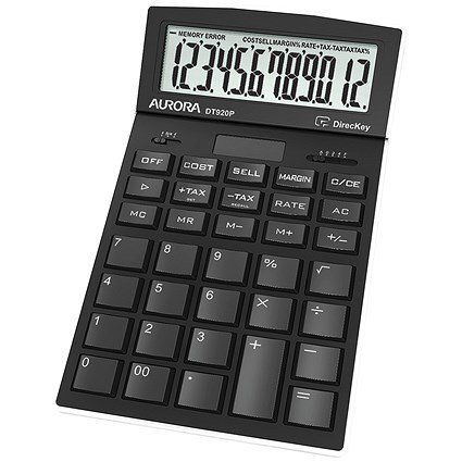 Aurora Black 12-Digit Desk Calculator DT920P