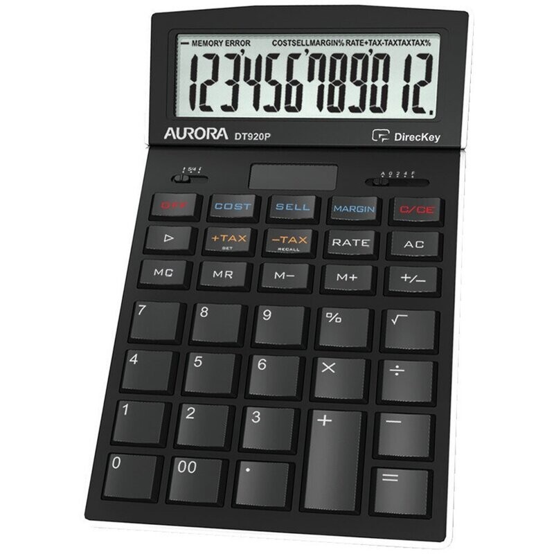 Aurora Black 12-Digit Desk Calculator DT920P