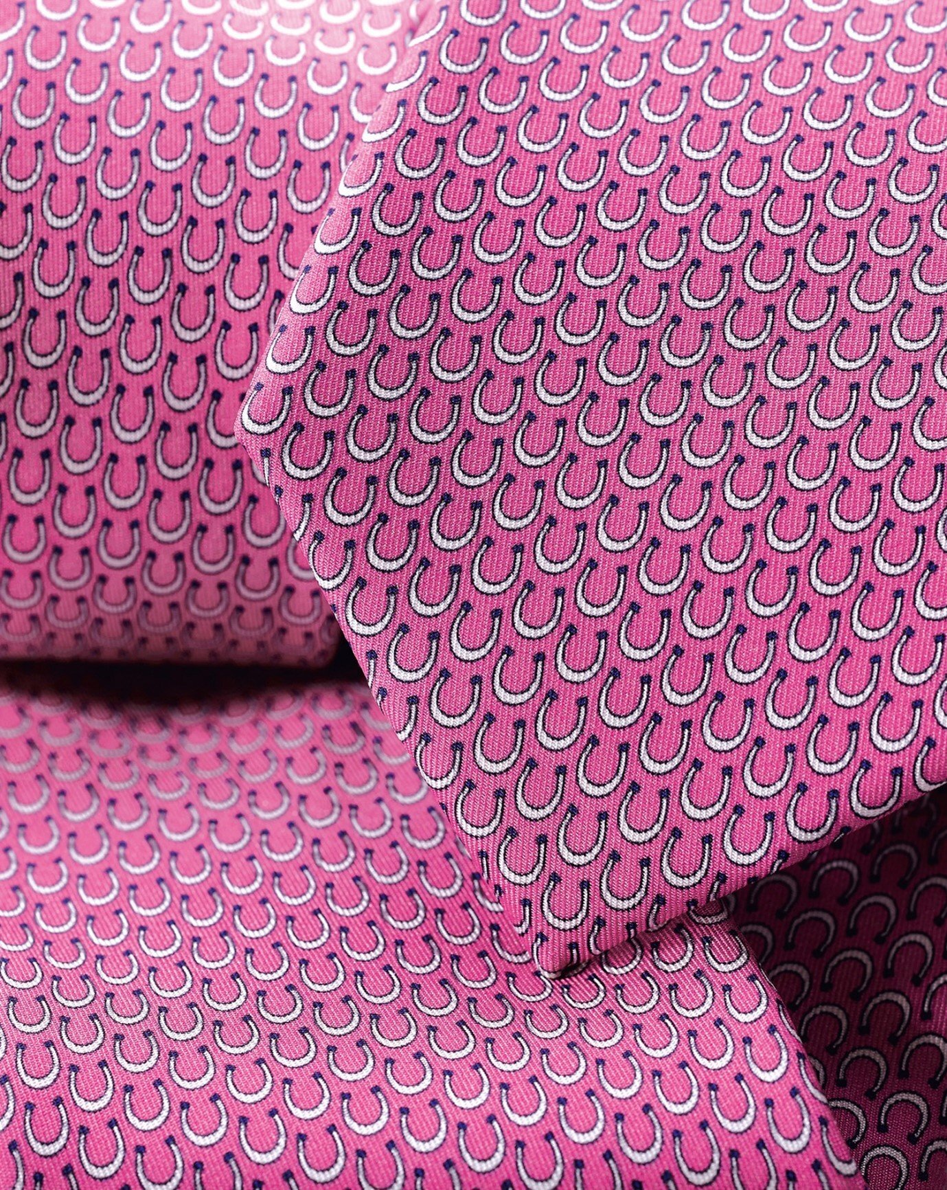 Horseshoe Silk Print Tie - Bright Pink