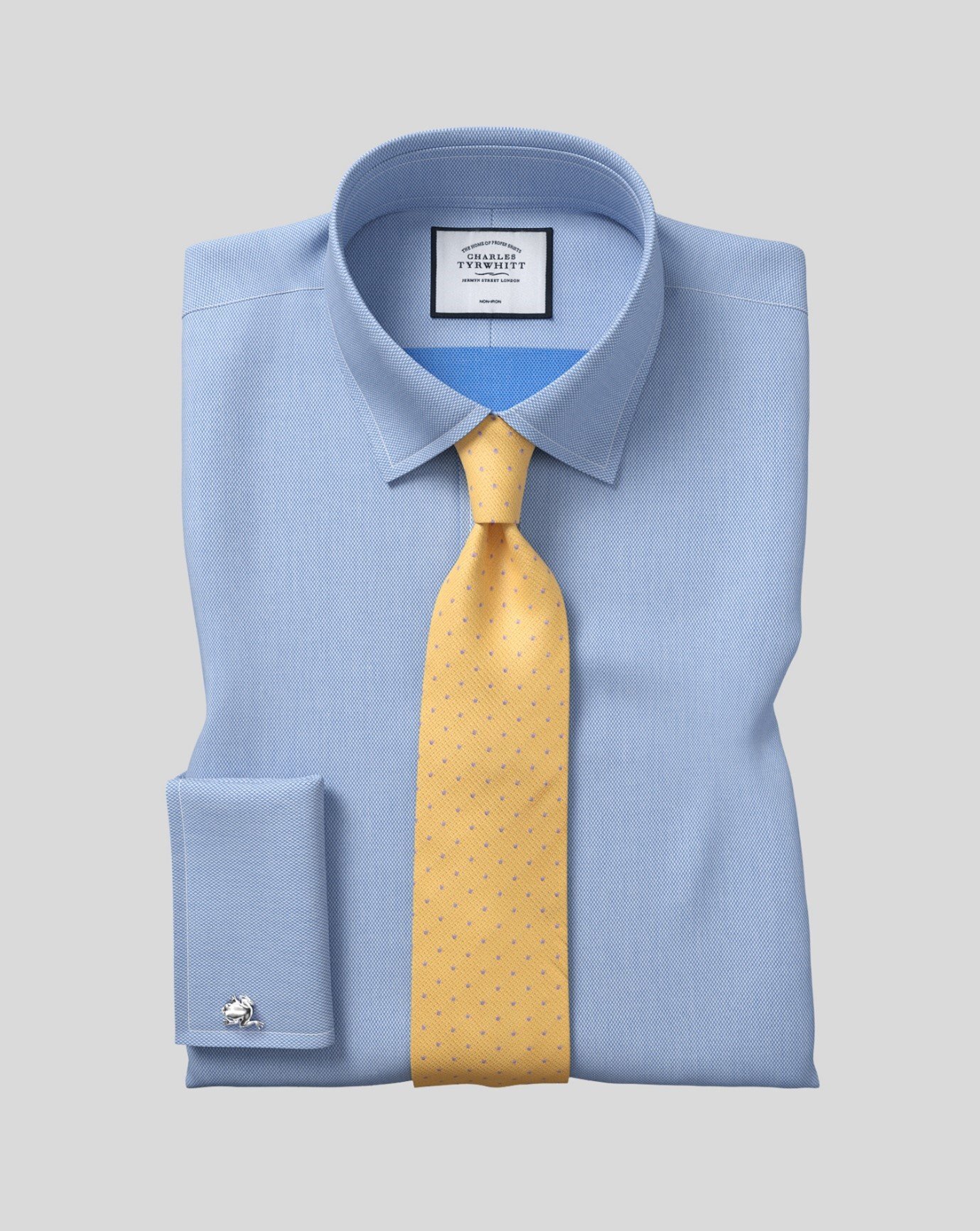 Stain Resistant Silk Textured Spot Tie - Yellow & Sky