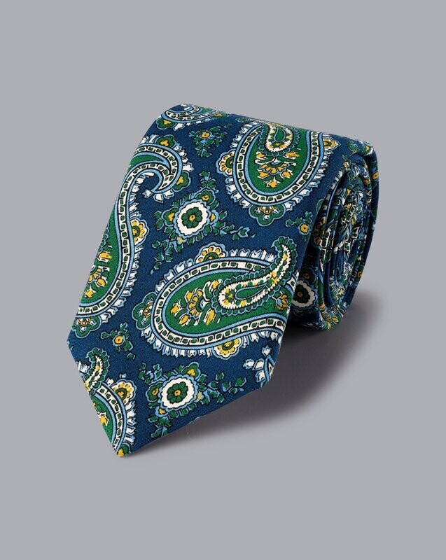 Wool Paisley Italian Luxury Tie - Navy