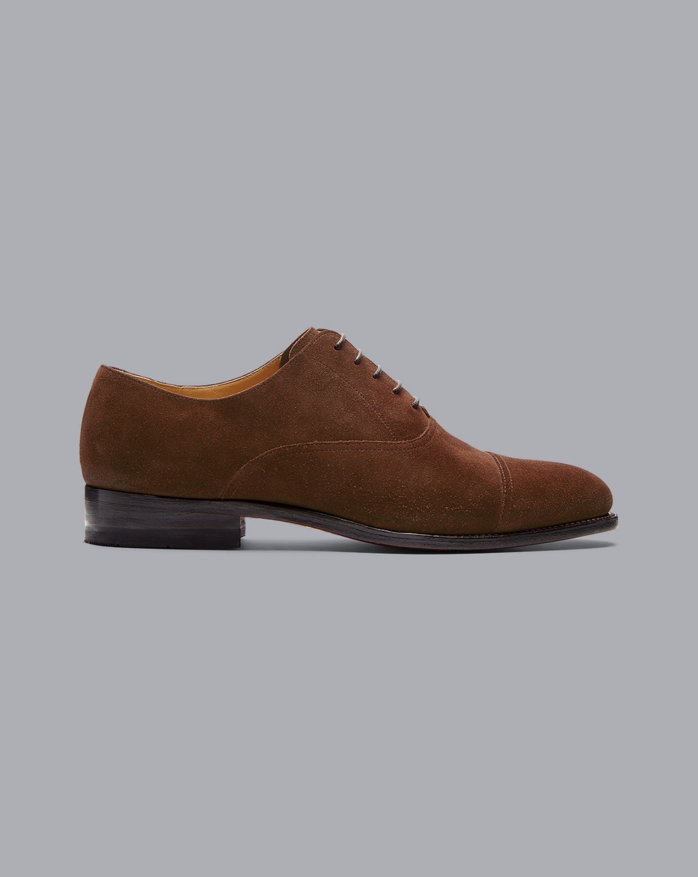 Goodyear Welted Suede Oxford Toe Cap Shoes - Walnut Brown