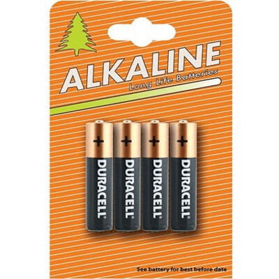 Duracell Alkaline Battery, AAA, Pack of 4