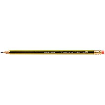 Staedtler 120 Noris Pencil, Cedar Wood, with Eraser HB, Pack of 12 (2)