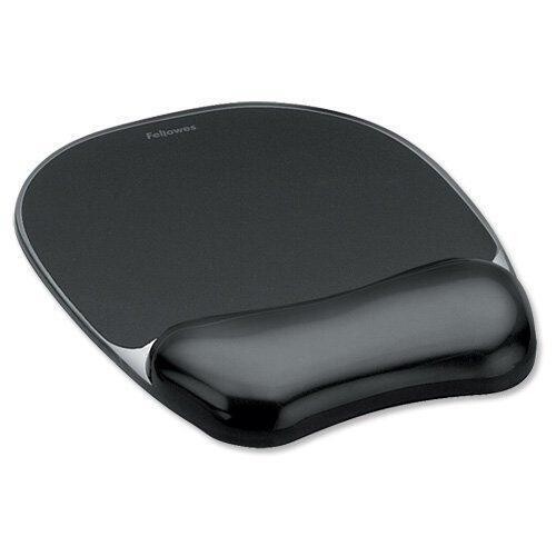 Fellowes Crystal Mouse Mat Pad with Wrist Rest, Gel, Black