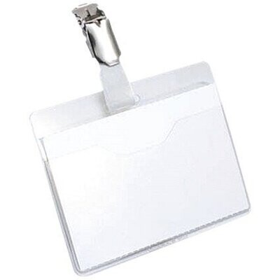 Durable Visitors Name Badges, Rotating Clip, Landscape, 90x60mm, Pack of 25