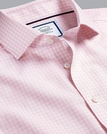 Cutaway Collar Non-Iron Regent Weave Check Shirt - Pink