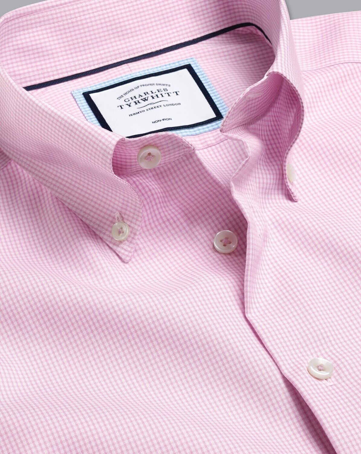 Button-Down Collar Non-Iron Check Shirt - Pink