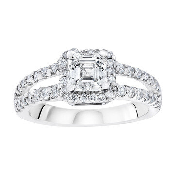 1.57ctw Asscher Cut Halo Ring, 18ct White Gold