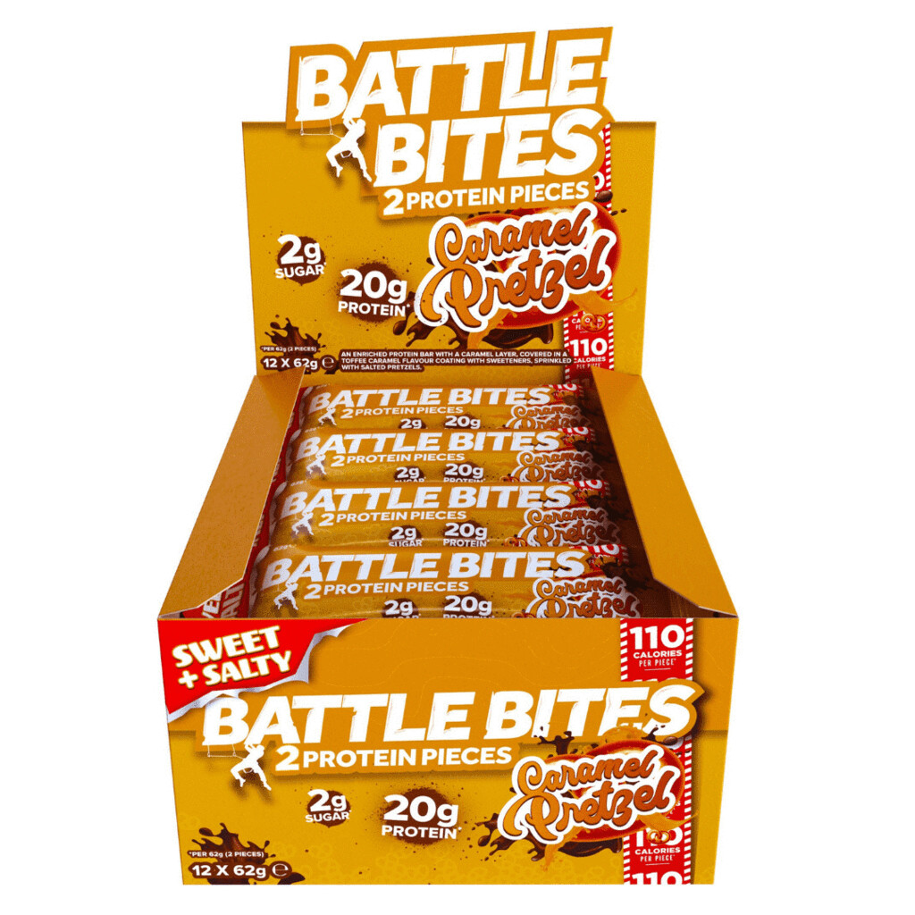 Battle Bites Caramel Pretzel Protein Bar, 12 x 62g