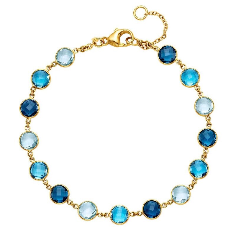 Blue Topaz Bracelet, 14ct Yellow Gold Blue Topaz Bracelet, 14ct Yellow Gold