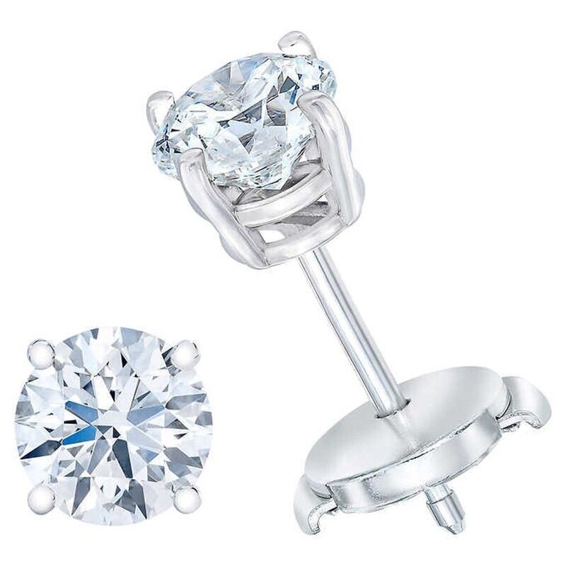 2.00ctw Round Brilliant Cut Stud Earrings, Platinum 2.00ctw Round Brilliant Cut Stud Earrings, Platinum