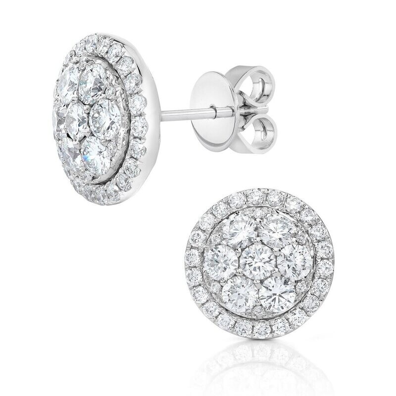 1.51ctw Round Brilliant Cut Diamond Multi Stone Earrings, 14ct White 1.51ctw Round Brilliant Cut Diamond Multi Stone Earrings, 14ct White
